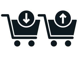 Two shopping carts with arrows pointing up and down vector