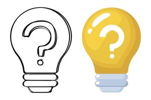 Two light bulbs with question marks on them vector