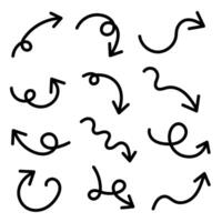 A set of different arrows drawn in black on a white background vector