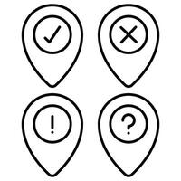 Four pinpoints with question marks and check marks vector