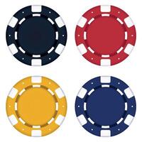 Four different colored poker chips on a white background vector
