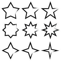 Star set of different shapes and sizes vector