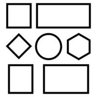 A black and white drawing of a square, rectangle, and circle vector