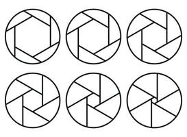 A set of six circular shapes with different angles vector