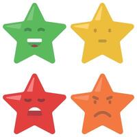 Four stars with different emotions and expressions vector