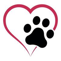 A dog paw and heart with a red border vector