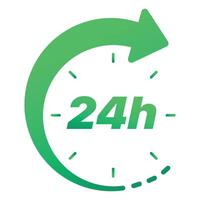A green arrow pointing to the 24 hour clock vector