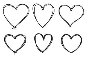 heart hand drawn set vector