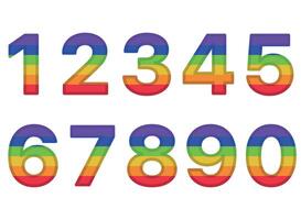 Rainbow numbers set on white background vector
