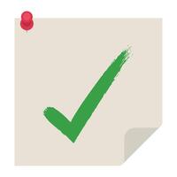 Check mark on paper with push pin illustration vector