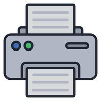 Printer icon with paper and a green button vector