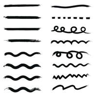 A set of different brush strokes on a white background vector