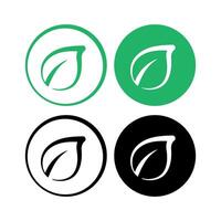 Doodle Style Leaf In Circle Set vector