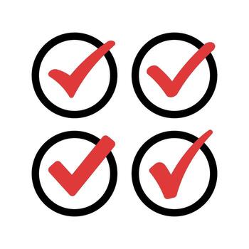 Check Mark Red In Circles Set vector