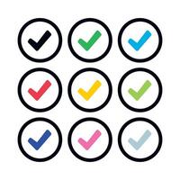 Circle Check Mark Multiple Colours Big Set vector
