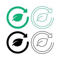 Circle Arrow With Leaf Set vector