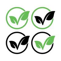 Leaf Check Mark Circles Set vector