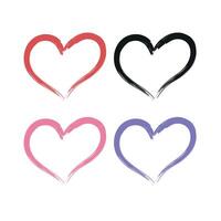 Paint Stroke Heart Multiple Colours Set vector