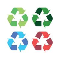Recycle Sign Flat Style Multiple Colours Set vector