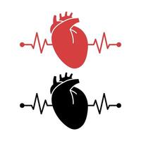 Realistic Heart With Heartbeat Line vector