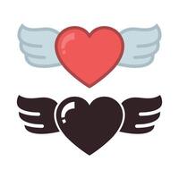 Heart With Wings Cartoon And Glyph Style vector