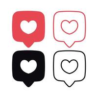 Heart Messages Round Squares Set vector