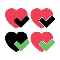 Heart With Checkmark Set Of Four vector