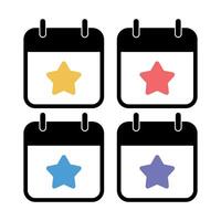 Calendar With Star Multiple Colours Set vector