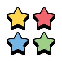 3D Stars Set Filled Line vector