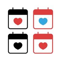 Calendar With Heart Simple Set vector
