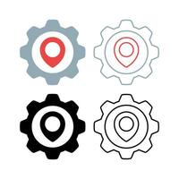 Location Pin Settings Cogs Set vector