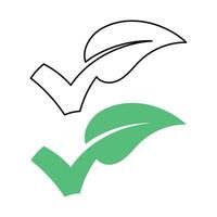 Leaf Checkmark Set Outline And Flat vector