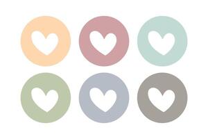 Muted Colours Heart Circles Set vector