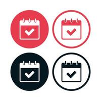 Calendar Check Mark Circles Set vector