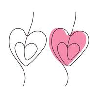 Heart Doodle Style Set Of Two With Offset Pink Colour vector