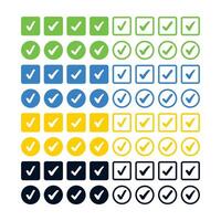 Check Marks Squares Circles Big Set vector