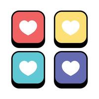 Heart Round Rectangles Buttons vector