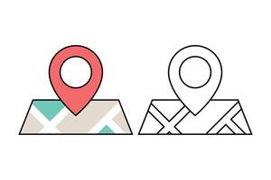 Location Pin With Map Outline And Filled vector