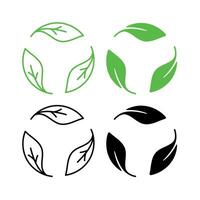 Leaf Cycle Outline And Flat vector