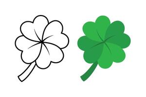 Four Leaf Clover Set Flat And Outline vector