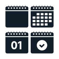 Calendar Glyph Style Set vector