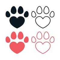 Paw Print Hearts Set vector