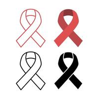 Support Ribbon Red And Black Set vector