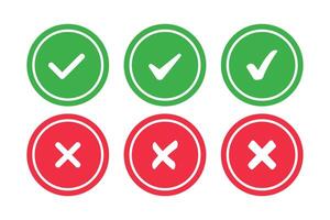 Check And Cross Set Double Circles vector