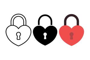 Heart Lock Multiple Styles Set vector