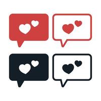 Double Heart Message Bubble Set vector