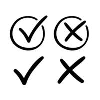 Hand Drawn Style Check And Cross Circles vector