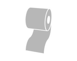 Simple grey icon of a toilet paper roll, unfurling to the right. Clean, minimalist design perfect for website icons, app interfaces, or presentations needing a hygiene or cleanliness visual. vector