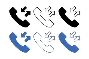 Phone Call Symbol Set In Black And Blue vector