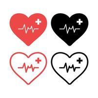 Heart With Heartbeat Set vector